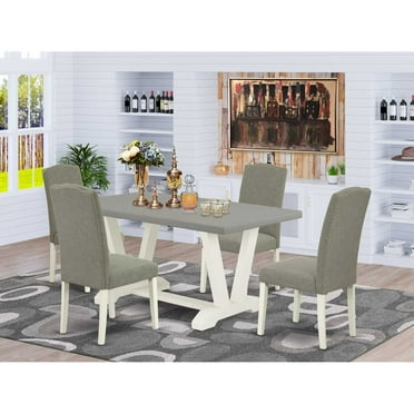 East West Furniture V-Style 5-piece Dinette Set in Linen White
