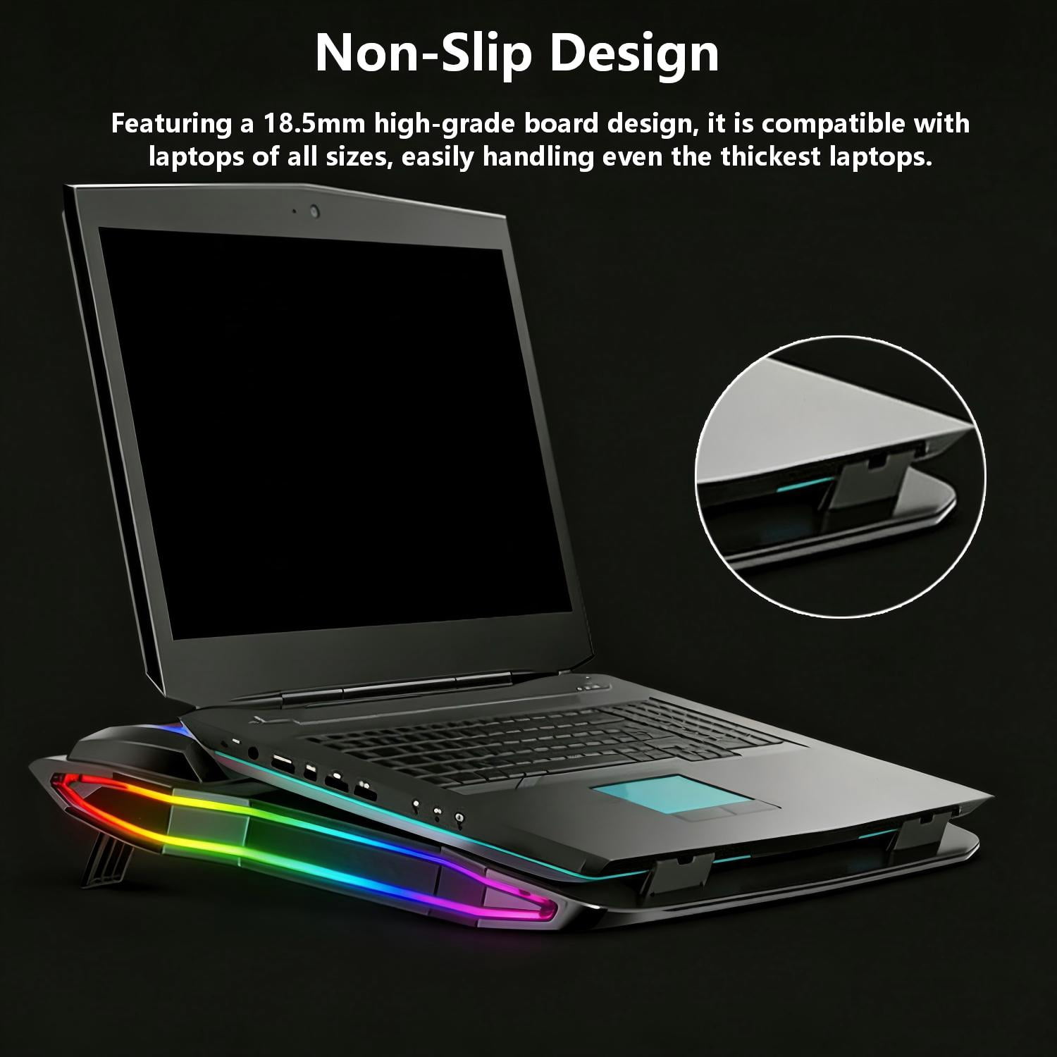 Gaming Laptop Cooling Pad, RGB Quiet Laptop Notebook Cooler Cooling Stand with 2 Cooling Fans, 2 Height Adjustable, USB Powered for 12-17 Inch Laptop, Black