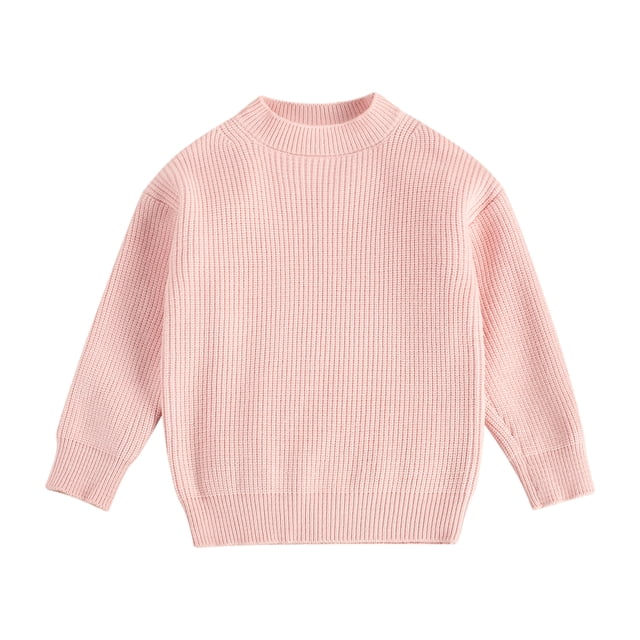 ITFABS Children's Sweater Infant's Low Collar Solid Color Pullover Striped Pit Bar Long Sleeve Top