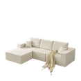 thumbnail image 3 of Kadyn Floor Sofa, Bedroom Sofa, Couch, 110" Cloud Modular Sectional Sofa,Boneless Couch, No Assembly, 3 seater with Ottoman & 2 Pillows, Beige, 3 of 10