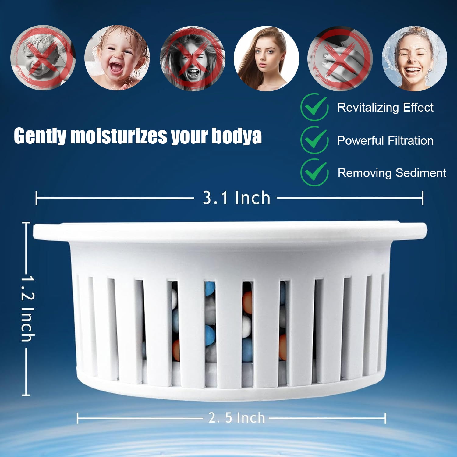 BTideas High Pressure Filtered Shower Head,6'' 360° Rotatable Rain Shower Head with 20 Stage Filters