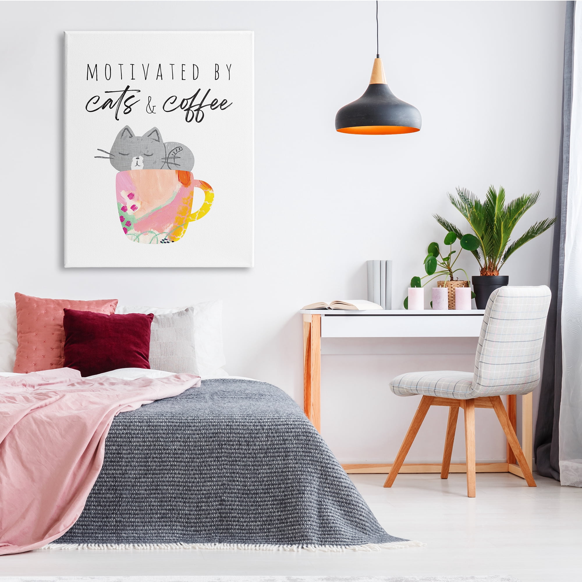 Stupell Industries Motivated by Cats and Coffee Phrase Patterned Mug, 36 x 48, Design by Jennifer McCully