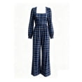 thumbnail image 4 of Aimik Womens Plaid Print Jumpsuits Long Sleeve Square Neck Wide Leg Jumpsuits with Pockets Fall Vacation Casaul Jumpsuit for Women, 4 of 5