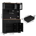 thumbnail image 4 of Hiphuta 71" Kitchen Pantry Cabinet, Tall Pantry Cabinet with Microwave Stand, Modern Freestanding Hutch with Storage Drawer for Dining Room, Black, 4 of 7