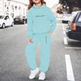 thumbnail image 2 of Girls Winter Warm Pullover Hoodie with Pants, 2 Piece Tracksuit Set, Cute New York Letter Print Jogger Sweatpants, Kids Casual Lounge Outfit 2-13 Years, 2 of 4