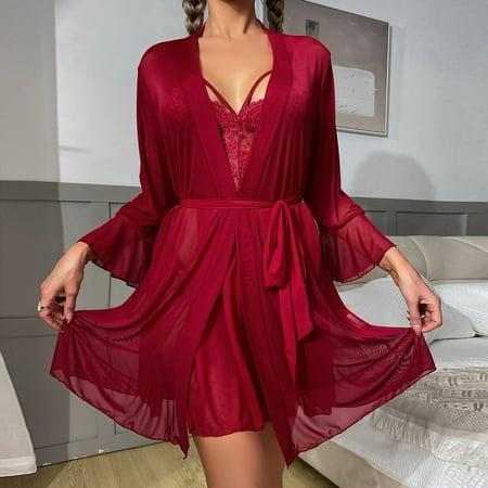 

Coappsuiop Lingerie For Women Ladies Lingerie Mesh Pajamas Backless Bed Homewear Set Underwear Women