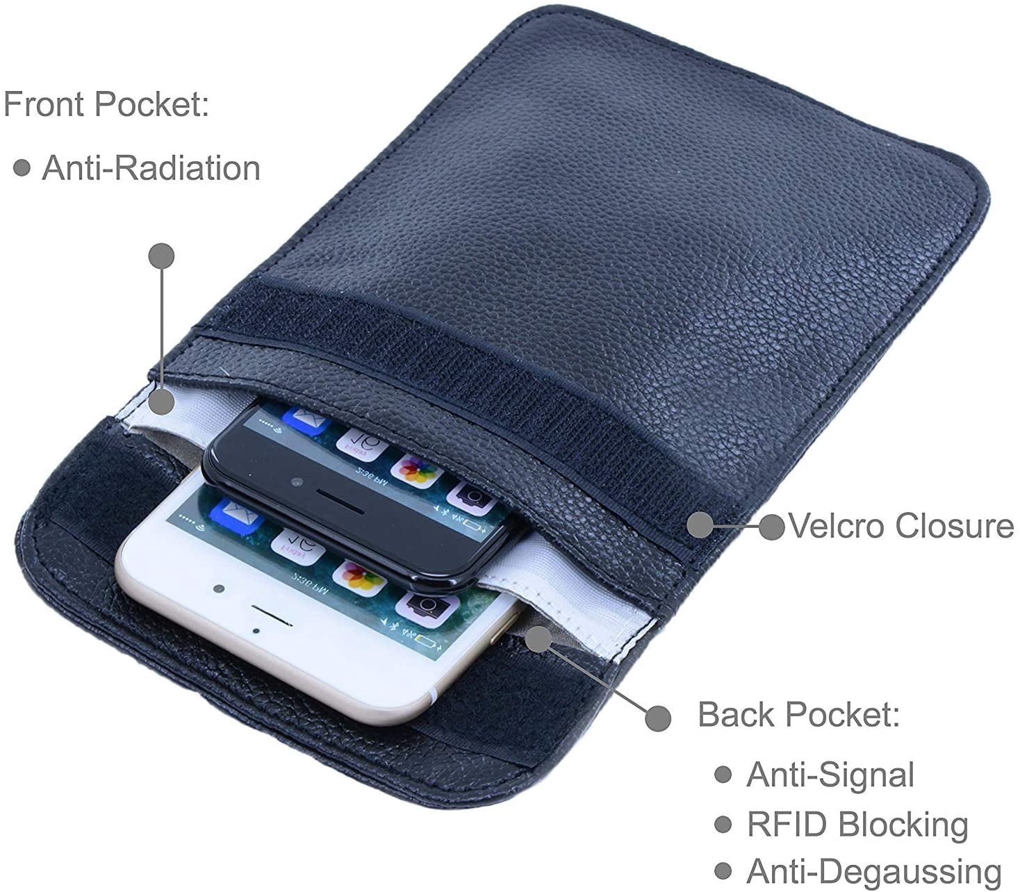 Leather Faraday Bag RFID Cell Phone Signal Blocking/Jammer Pouch Bag Anti-Spying/Tracking/Radiation GPS Shielding Passport Sleeve/Wallet Case,Car Key FOB