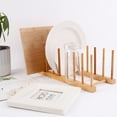 thumbnail image 5 of Wooden Pot Lid Organizer & Cutting Board Rack | Multifunctional Drying Rack for Plates, Bowls, Cups, Lids & Books | Durable Eco-Friendly Wood | 12.2脳5.12脳3.93in | Lightweight & Easy to Assemble, 5 of 6