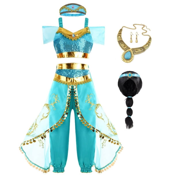 Disfraz de jazmín para niñas, vestido de princesa árabe para fiesta de cumpleaños, Navidad, ropa de Cosplay para bebés de 2 a 10 años Fivean unisex