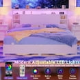 thumbnail image 4 of Homieasy King Headboard with Storage, Headboards with Power Outlets and Smart LED Light, Sturdy Head Board for King Size Bed, White, 4 of 9