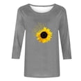 thumbnail image 4 of Fiudx Ofertas Del Día Camiseta Estampada a La Moda para Mujer, Blusa de Mangas 3/4, Tops Informales con Cuello Redondo, 4 of 4