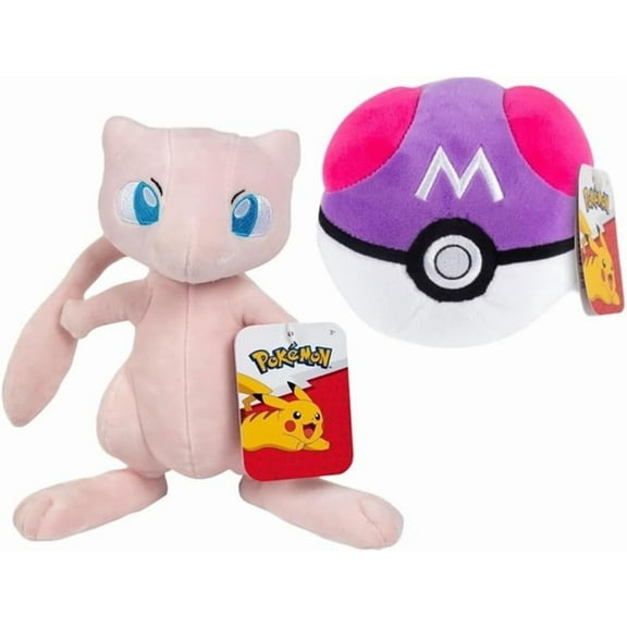 Pokemon 8" Mew & 5" Master Ball Plush 2-Pack - Officially Licensed - Quality Soft Stuffed Pokeball Toy with Weighted Bottom - Gotta Catch 'Em All - Gift for Kids, Boys, Girls & Fans - 2 