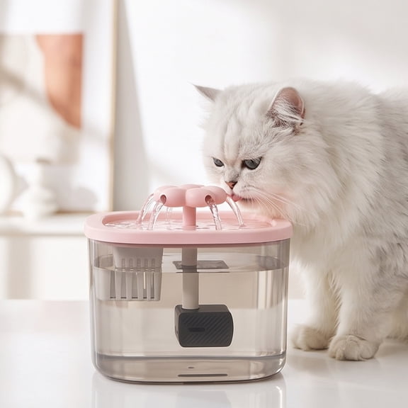 Automatic Cat Water Fountain with Filter, Quiet Circulating Pet Water Dispenser, Compact Plastic Drinking Fountain for Cats and Small Dogs