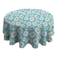 thumbnail image 4 of Blue Daisy Flower Pattern Round Tablecloth 60"x60",Wrinkle Wipeable Table Cloth for Kitchen Dining Room Picnic Patio Party, 4 of 6