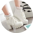 thumbnail image 4 of Botas cortas de primavera, otoño e invierno, para mujer, tacón alto, tacón grueso, con cordones, 4 of 5