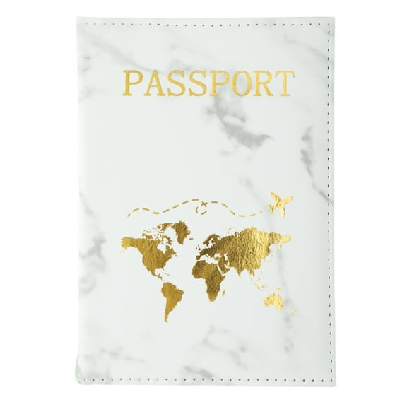 Unique Bargains 1 Pc Passport Holder Marble Pattern Map Passport Sleeve White Gray