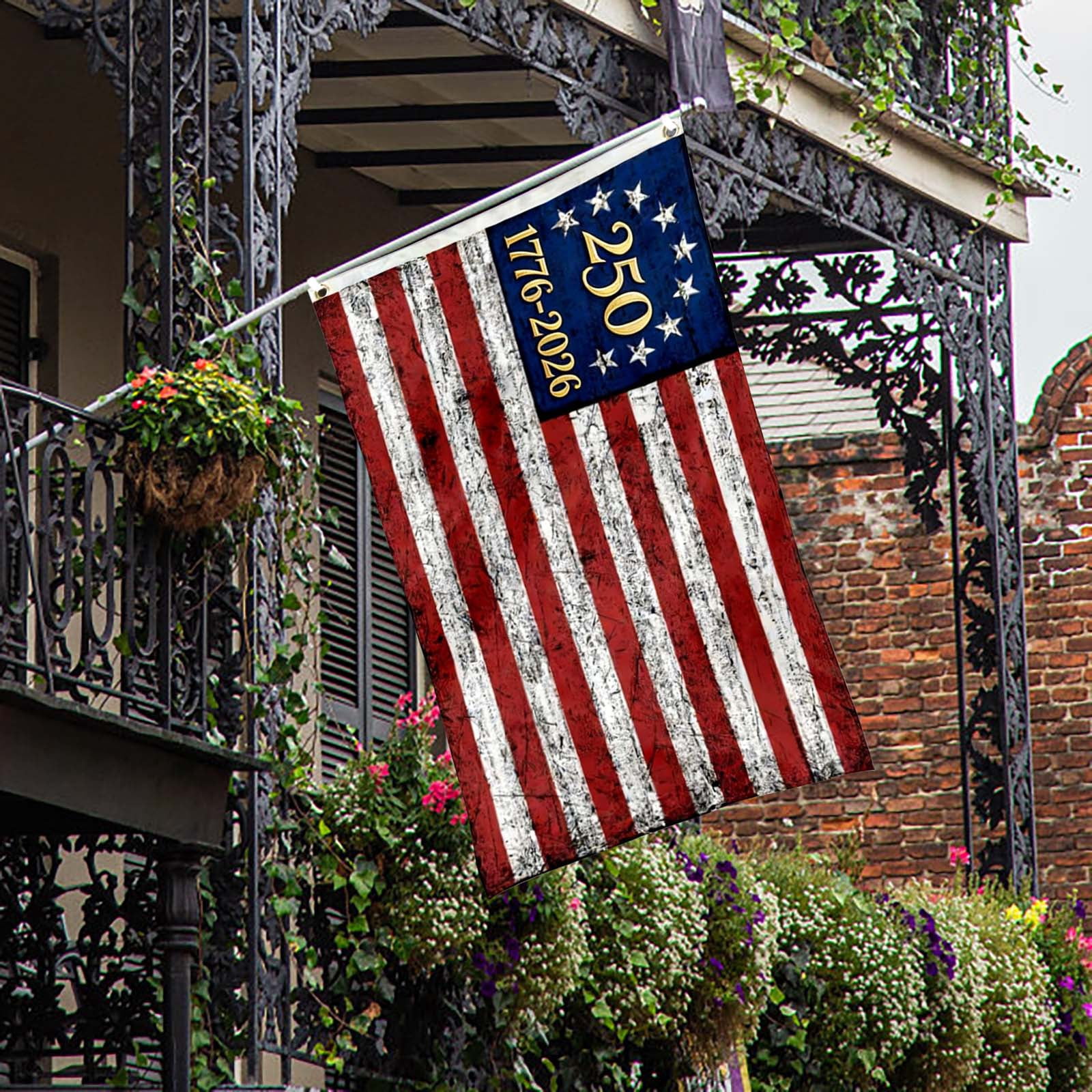 250th Anniversary Commemorative Flag, 3x5 Feet USA Patriotic Flag with Brass Grommets, Weather-Resistant Flag for Outdoor Use, Ideal for Parades, Historical Events, and Yard Displays
