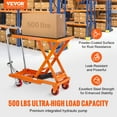 thumbnail image 2 of Carro de mesa elevadora hidráulica VEVOR, capacidad de 500 libras, altura de elevación de 28.5 pulgadas carro de tijera hidráulica para manejo de materiales, naranja, 2 of 8