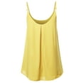 thumbnail image 3 of A2Y Women's Relaxed Fit Wool Dobby Woven Double Layer Spaghetti Cami Pleated Top Banana L, 3 of 6