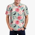 thumbnail image 2 of Balery Roses and Butterflies Printed Men’s Short Sleeve Polo Shirt, Midweight Men's Shirt,Golf Polo shirts -4X-Large, 2 of 8