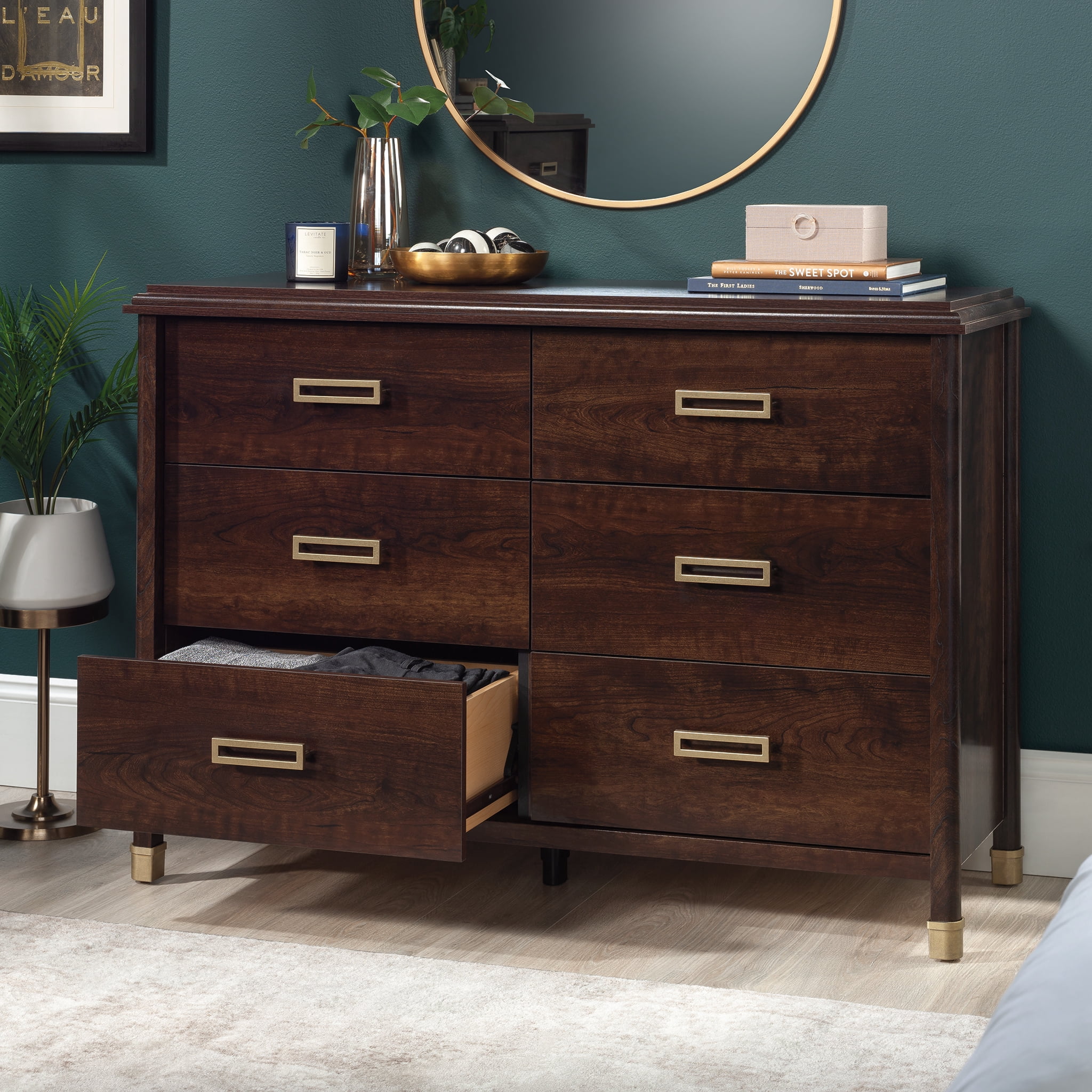 1934 Collection, by Sauder 6-Drawer Dresser, Deco Cherry Finish