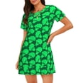 thumbnail image 4 of Salouo Green Broccoli Print Short Sleeve Sleepshirt for Womens Comfy Nightgown Scoopneck Cute Nightdress Ruffle -Medium, 4 of 7