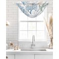 thumbnail image 4 of Waterfall Valances for Windows, Blue Coastal Kitchen Sheer Valance Curtains, Nautical Coral Beach Starfish Rod Pocket Elegant Swag Valances for Living Room Bedroom, 47.2"x38.5", 3 Panel, 4 of 8