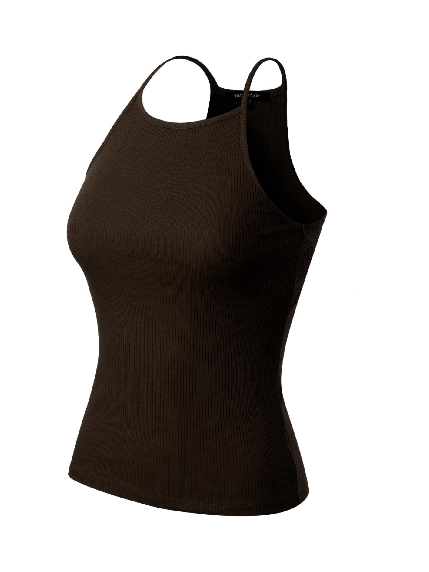 MixMatchy Women's Ribbed High Neck Tank Top - Casual Racerback, 95% Cotton, Sizes S-3XL