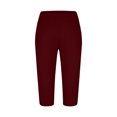 thumbnail image 5 of Htigea Clearance Yoga Capris with Pockets for Women Casual Elastic Cross Waist Capri Pants Cropped Trousers Pant Summer Athletic Pants Today Sales Wine,3XL, 5 of 5