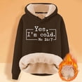 thumbnail image 2 of Fshinging Sherpa Lined Hoodie for Women Oversize Long Sleeve Letter Print Warm Thicken Sweatshirt Coffee L, 2 of 3