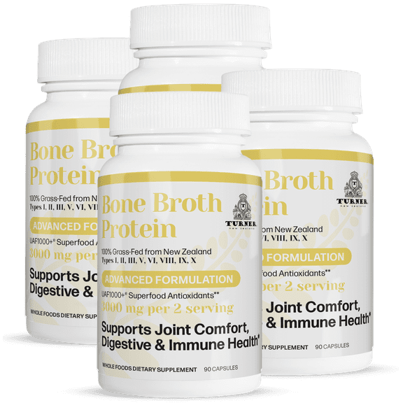 TURNER Zealand Cattle Grass-Fed Collagen Protein Supplement Capsules, 4 Count, 360 Capsules