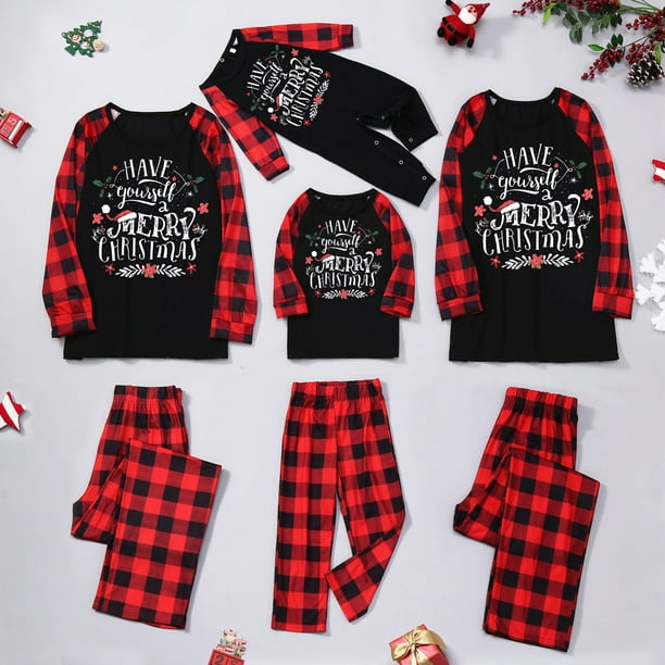 LSLJS Christmas Family Pajamas Matching Sets, Family Outfit Plaid Long  Sleeve Crawl Christmas X-max Print Pyjama Set for Woman, Christmas Pajamas  for