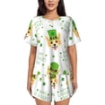 thumbnail image 1 of Fotbe happy dog. St. Patricks Day Conjunto de Pijama Estampado para Mujer, 2 Piezas, Ropa de Dormir con Camiseta de Manga Corta y Shorts Suaves-XX-Large, 1 of 6
