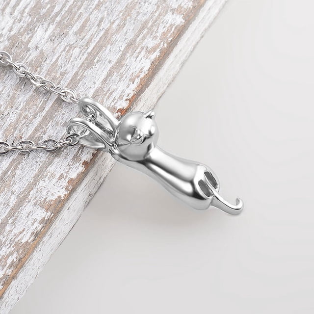 Collar colgante Yinane Gato 3D Plata