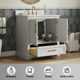 thumbnail image 5 of Deluxe Living 30" Bathroom Vanity with Marble Top, Fully-Assembled vanity with Ceramic Sink,Solid Wood Frame,Greige White, 5 of 9