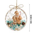 thumbnail image 3 of Christmas Tree Ornaments, Coastal Beach Acrylic 2D Flat Hanging Decor with Sea Glass, Seashells & Pinecones Accents, Lightweight Round Ornament for Xmas Tree, Window & Holiday Home Party, 3 of 6