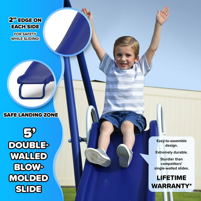 Sportspower Almansor Metal Swing Set with Glide Ride, Trampoline