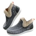 thumbnail image 6 of XIMIN Women's Thick Sole Flat Fluffy Faux Fur Lining Anti-Slip Slip on Loafer Snow Boots Winter Warm Casual Outdoor Activities Plush Short Booties, 6 of 7