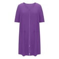 thumbnail image 5 of Womens Summer Nightgown 2025 Crew Neck 3/4 Sleeve Nightdress Front Zipper Ultra Soft Textured Loose Coverup Comfort Casual Pajama Loungewear Pjs Dressess, 5 of 7