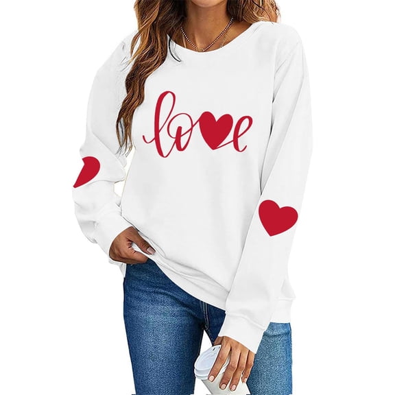 Valentines Sweatshirts For Women Crewneck Pullovers Love Heart Graphic Sweat Shirt Cute Sweatshirt Long Sleeve Tops