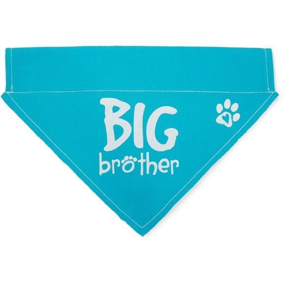 Pavilion Gift Company 45613 Pavilion's Pets - Blue Paw Print Large Dog Slip on The Collar Bandanna - Big Brother