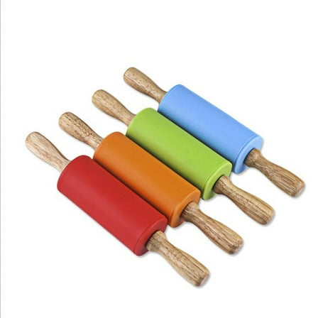 PAMINGONO 1Pcs Cookie Rolling Pin for Baking Random Color Solid Wood Mini Wooden Handle