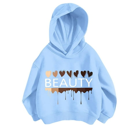 

AJTQTH Beauty Heart Pattern Hoodie Tops for Kids Boys Girls Long Sleeve Casual Graphic Hooded Pullover Sweatshirts Trendy Children Outfit Clothes Light Blue 4-5 Years