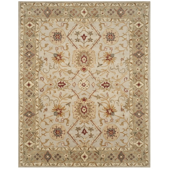 SAFAVIEH Antiquity Bernadette Oriental Wool Area Rug, Grey Beige/Sage, 8'3" x 11'
