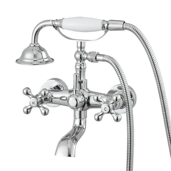 VEVOR Clawfoot Tub Faucet, Wall Mount Bathtub Faucets with Handheld Shower, Vintage Polished Chrome Clawfoot Tub Filler Faucet Shower Kit with Adjustable Swing Arms & 360° Rotation Spout for Bathtubs