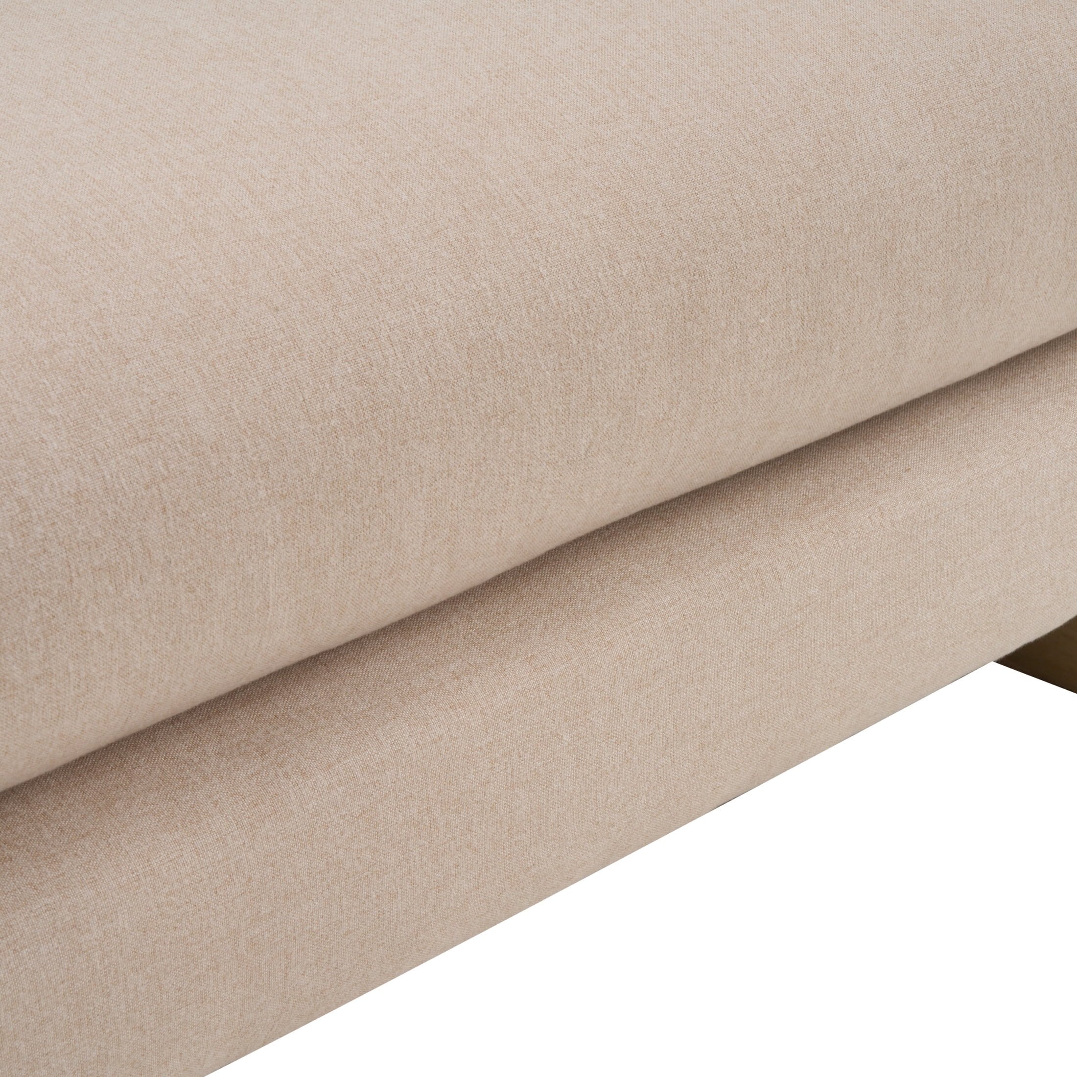 Christopher Knight Home 34" Upholstered Accent Ottoman with Wood Base for Living Room, Beige+Natural