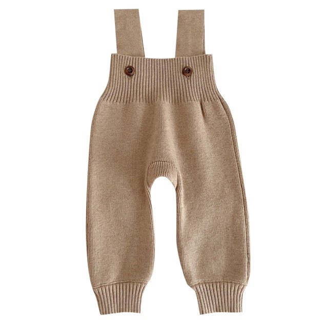 MIASHUI Girls Sweatpants Baby Knit Jumpsuit Overalls Solid Color Romper Pants,Khaki,3-6 Months