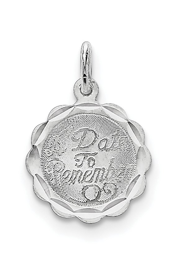 Sterling Silver Rhodium-Plated A Date To Remember Disc Charm (23 X 16) Made In United States qc2089