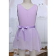 thumbnail image 2 of MSemis Kids Girls 2 Pieces Ballet Dance Set Gymnastics Leotard with Chiffon Wrap Skirt Lavender 12-14, 2 of 5