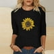 thumbnail image 2 of Camisetas Casuales de las Mujeres de Moda Impresa 3/4 Mangas Blusa Cuello Redondo para el Hogar Y Diario, 2 of 4